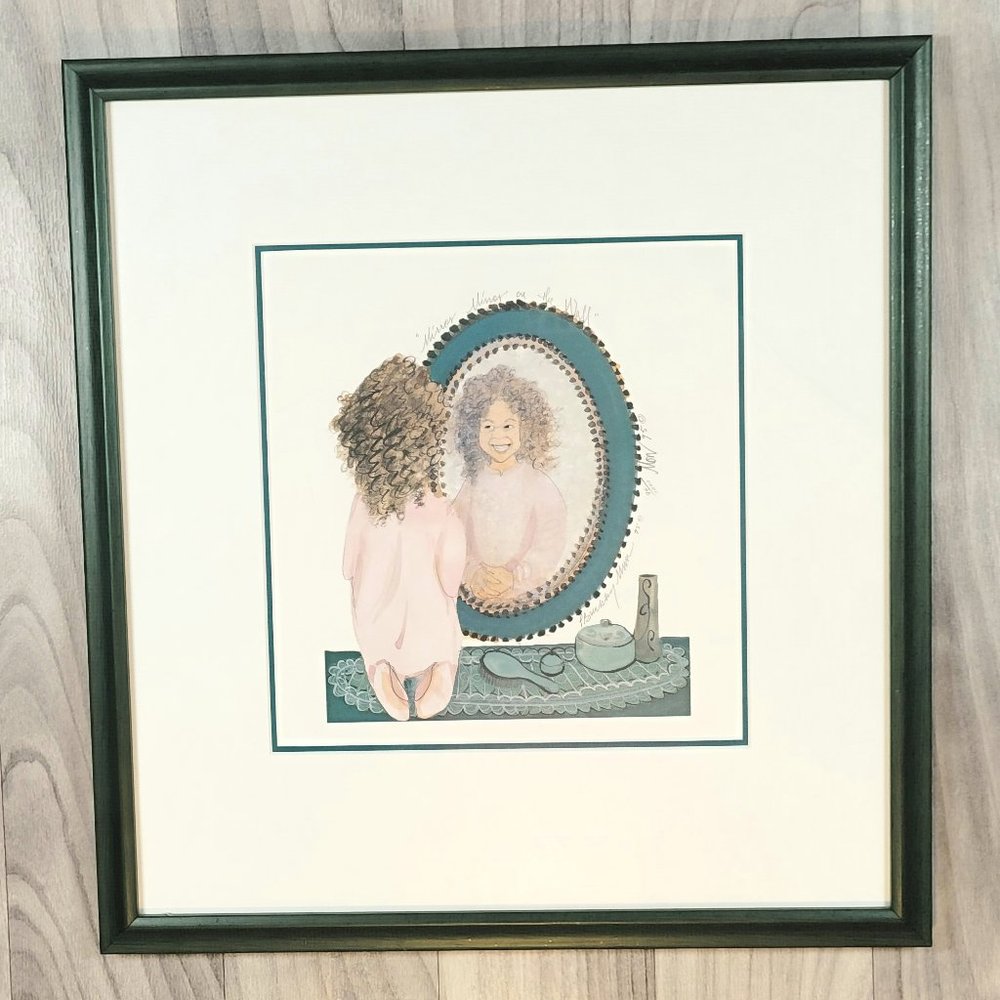 P Buckley Moss Mirror Mirror on the Wall Signed Print of Girl